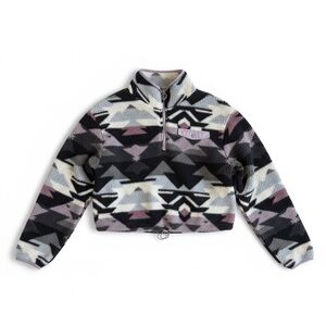 Aeropostale Aztec Sherpa Fleece Cropped Quarter Zip Top Cozy Campus Athleisure S